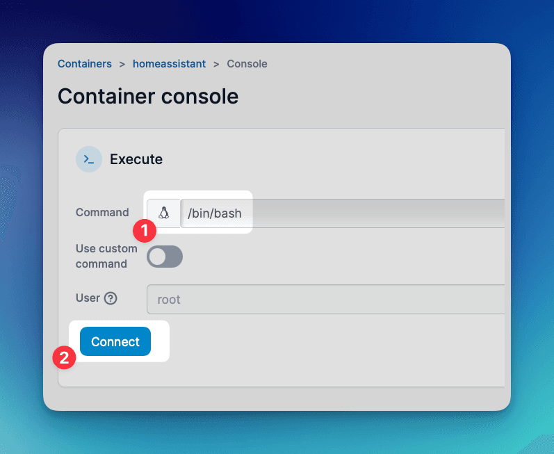 Portainer Console Connection