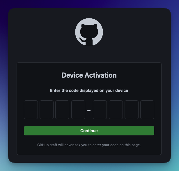 Github Device Activation